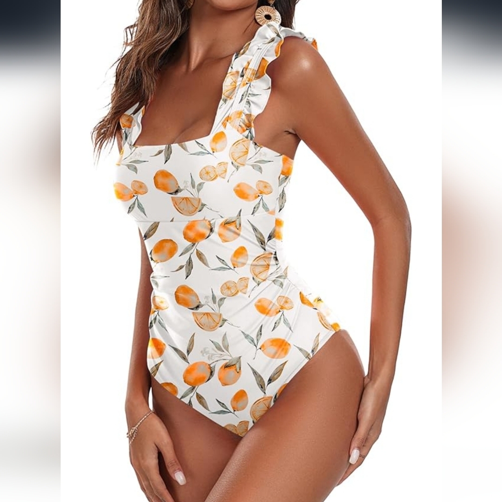 Print Women's Ruffled Straps One Piece Swimsuit